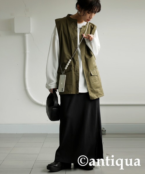 antiqua(アンティカ)の「帯電防止プルオーバー(Tシャツ/カットソー・レディース・オフホワイト/ブラック・ONESIZE)」の9枚目の写真