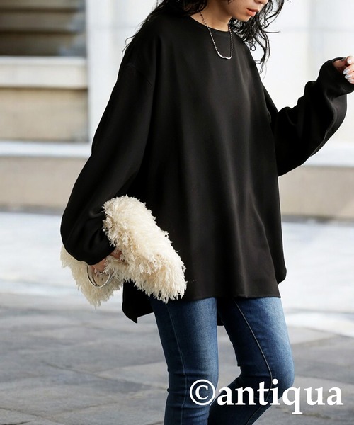 antiqua(アンティカ)の「帯電防止プルオーバー(Tシャツ/カットソー・レディース・オフホワイト/ブラック・ONESIZE)」の11枚目の写真