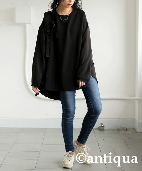antiqua(アンティカ)の「帯電防止プルオーバー(Tシャツ/カットソー・レディース・オフホワイト/ブラック・ONESIZE)」の14枚目の写真