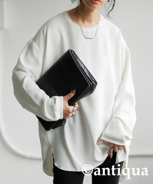 antiqua(アンティカ)の「帯電防止プルオーバー(Tシャツ/カットソー・レディース・オフホワイト/ブラック・ONESIZE)」の22枚目の写真