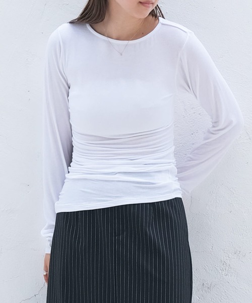 【セール】サイドギャザータイトプルオーバー（Tシャツ/カットソー）｜AKTE（アクテ）