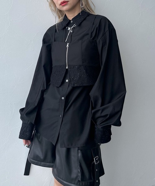 HARE（ハレ）の「2Pビスチェ＊シャツ(HARE)（シャツ/ブラウス・レディース・ブラック/ホワイト・FREE）」の6枚目の写真