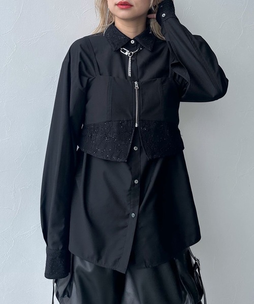 HARE（ハレ）の「2Pビスチェ＊シャツ(HARE)（シャツ/ブラウス・レディース・ブラック/ホワイト・FREE）」の5枚目の写真