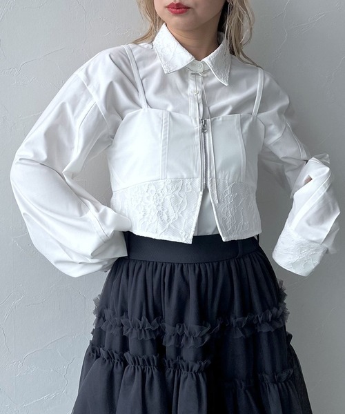 HARE（ハレ）の「2Pビスチェ＊シャツ(HARE)（シャツ/ブラウス・レディース・ブラック/ホワイト・FREE）」の9枚目の写真