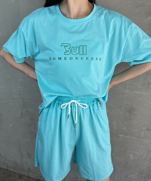 セール★★ロゴ入りパジャマ 半袖 ショーツセット セール】set-up半袖パジャマシャツ・ショートパンツ上下セット
