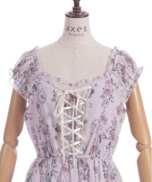 axes femme パピヨンローズ柄編上ワンピース 生成り パピヨンローズ柄編上ワンピース | レディース服・レディース