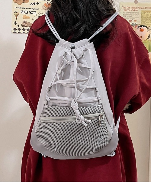 ネイビー ブラック グリーン チェック ドローコード バックパック ナップサック ネイビー ブラック グリーン チェック ドローコード バックパック