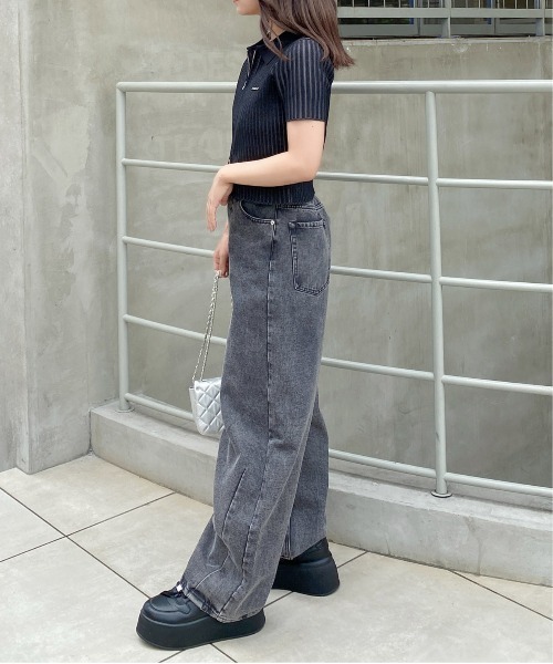 INGNI（イング）の「フロントジップメタルプレートニットカーディガン（カーディガン/ボレロ・レディース・ブラック/オフホワイト/グレー・M）」の14枚目の写真