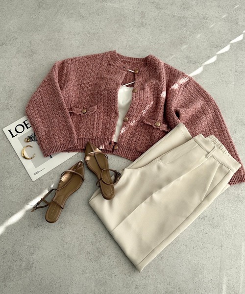 セール】金ボタンツイードショートジャケットカーディガン