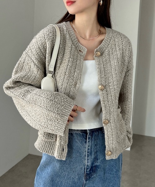 セール】金ボタンツイードショートジャケットカーディガン