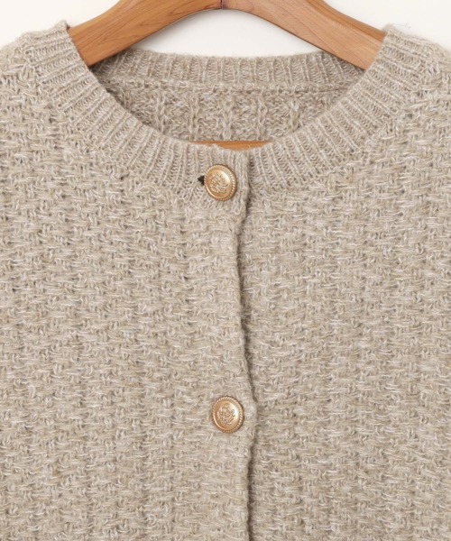 andme（アンドミー）の「金ボタンツイードショートジャケットカーディガン（カーディガン/ボレロ・レディース・レッド/ブラック/グレー/ベージュ・M）」の16枚目の写真