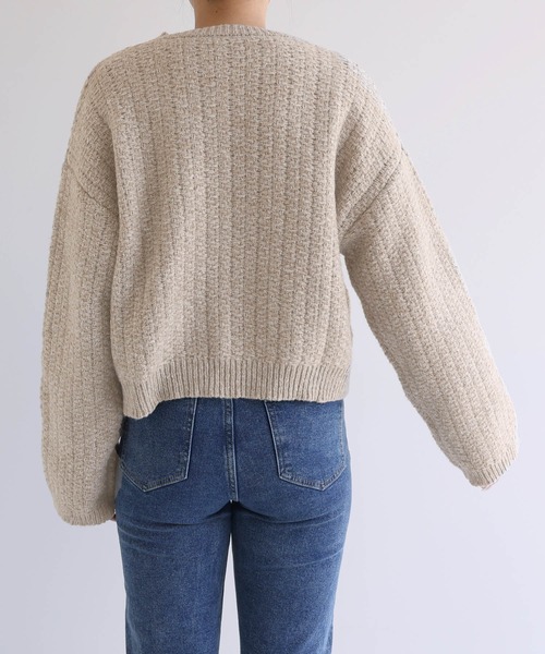 andme（アンドミー）の「金ボタンツイードショートジャケットカーディガン（カーディガン/ボレロ・レディース・レッド/ブラック/グレー/ベージュ・M）」の8枚目の写真