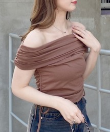サイドギャザーオフショルトップス