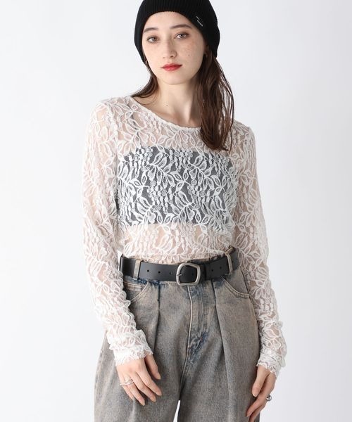 JEANASIS（ジーナシス）の「ヴィンテージレースLS TEE/147426（Tシャツ/カットソー・レディース・ホワイト/ブラック・FREE）」の16枚目の写真
