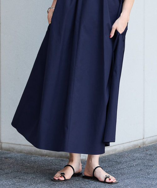VERMEIL par iena コットントロピカルリボンワンピース　黒　　38 コットントロピカルドロストリボンワンピース（ネイビー