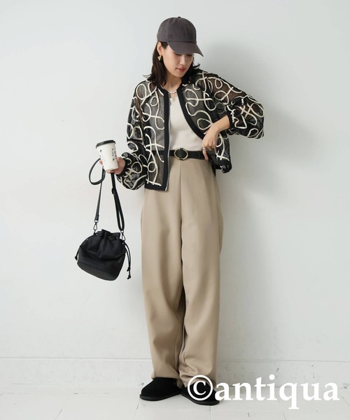 antiqua(アンティカ)の「タックデザインパンツ(その他パンツ・レディース・杢グレー/ベージュ/ブラック・R/P)」の6枚目の写真