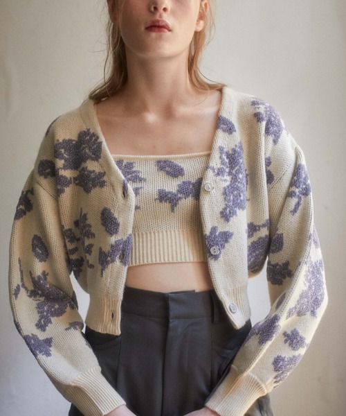 archives（アルシーヴ）の「ラメベロア花柄ＪＱニットＣＤアンサンブル（ニット/セーター・レディース・アイボリー/グレー/ブラック・FREE）」の14枚目の写真