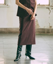 【Set Up】Faux Suede Straight Skirt