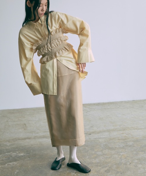 EN NEUME（エンノイム）の「【Set Up】Faux Suede Straight Skirt（スカート・レディース・バーガンディー/チャコールグレー/ベージュ・FREE）」の14枚目の写真