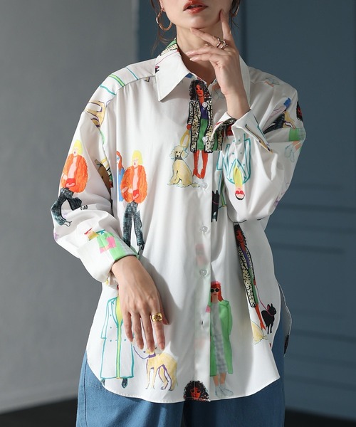 Sawa a la mode(サワアラモード)の「イラスト柄ブラウス(シャツ/ブラウス・レディース・ホワイト・FREE)」の1枚目の写真