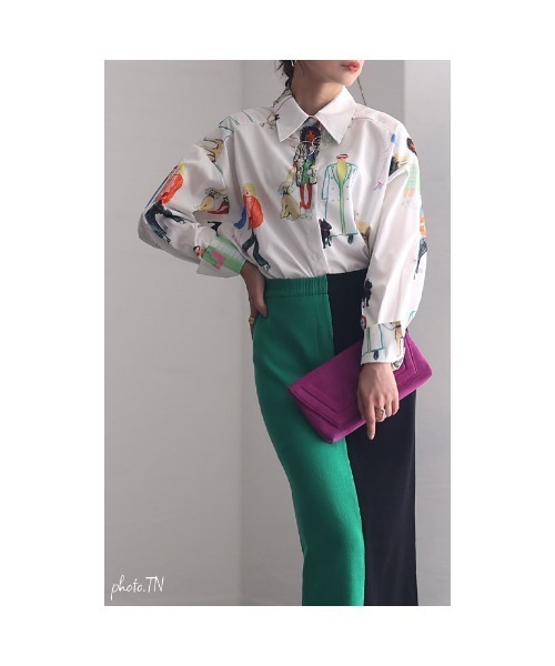 Sawa a la mode(サワアラモード)の「イラスト柄ブラウス(シャツ/ブラウス・レディース・ホワイト・FREE)」の3枚目の写真