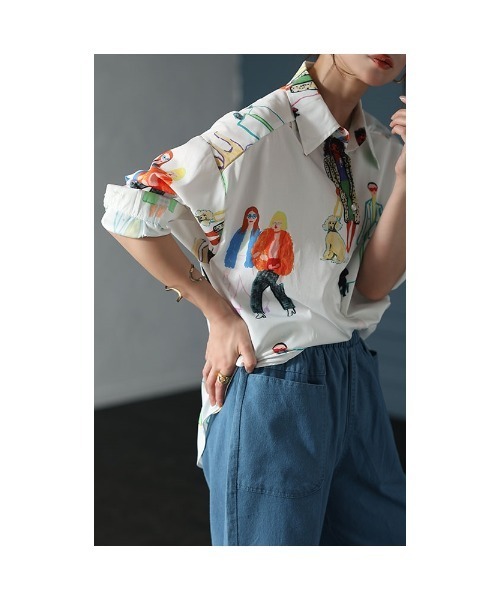 Sawa a la mode(サワアラモード)の「イラスト柄ブラウス(シャツ/ブラウス・レディース・ホワイト・FREE)」の7枚目の写真