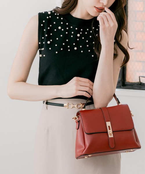 Julia Boutique（ジュリアブティック）の「パールデコ ノースリーブニットトップス（ニット/セーター・レディース・ブラック/グレー/オフホワイト/ピンク・ONE）」の19枚目の写真