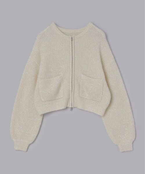 Olu.（オルドット）の「ラメヤーンジップカーディガン[セットアップ可能]（カーディガン/ボレロ・レディース・シルバー/アイボリー/ブラック・FREE）」の16枚目の写真