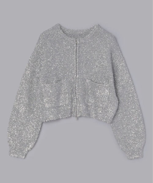 Olu.（オルドット）の「ラメヤーンジップカーディガン[セットアップ可能]（カーディガン/ボレロ・レディース・シルバー/アイボリー/ブラック・FREE）」の15枚目の写真