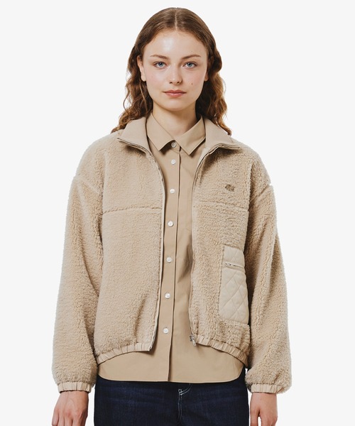 リブニットスタンドカラーソフトボアジャケット / スタンド