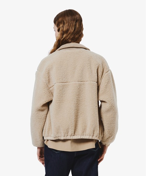 リブニットスタンドカラーソフトボアジャケット / スタンドジップボア