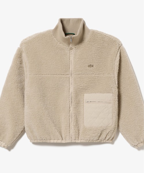 リブニットスタンドカラーソフトボアジャケット / スタンドジップボア