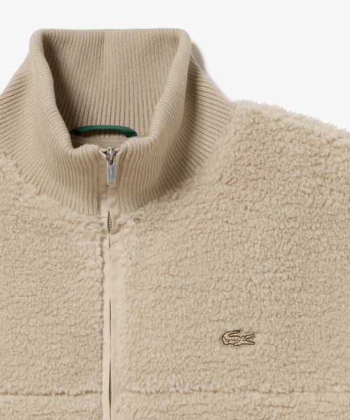 リブニットスタンドカラーソフトボアジャケット / スタンドジップボア