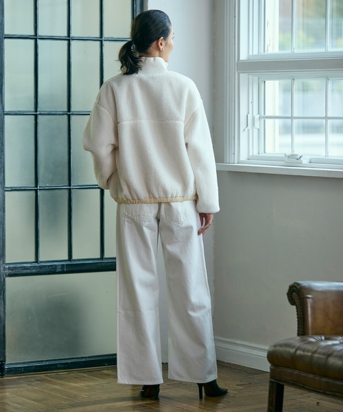 LACOSTE（ラコステ）の「リブニットスタンドカラーソフトボアジャケット / スタンドジップボアブルゾン（ブルゾン・レディース・カーキ/アイボリー/ベージュ・34/38/36/40）」の19枚目の写真