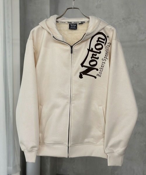 Norton（ノートン）の「【Norton】ウラボアロゴ刺繍ZIPパーカー（パーカー・メンズ・ホワイト/ブラック/カーキ・M/L/XL/XXL）」の5枚目の写真