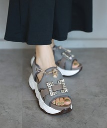 セール】ビジューバックル メッシュスポーツサンダル（サンダル