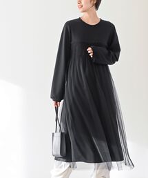 チュールレイヤードドッキングワンピース