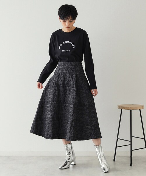 OPAQUE.CLIP（オペークドットクリップ）の「◆《STORY掲載》ロゴプリントロングTシャツ【洗濯機洗い可】（Tシャツ/カットソー・レディース・ホワイト/グレー/ブラック・38/40/42）」の10枚目の写真