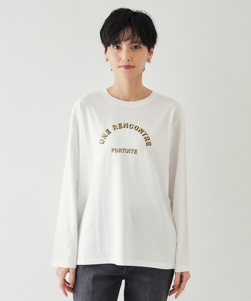 OPAQUE.CLIP（オペークドットクリップ）の「◆《STORY掲載》ロゴプリントロングTシャツ【洗濯機洗い可】（Tシャツ/カットソー・レディース・ホワイト/グレー/ブラック・38/40/42）」の16枚目の写真