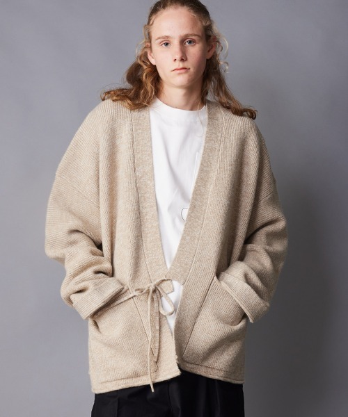 rehacer（レアセル）の「rehacer : Kimono Knit Loose Cardigan（ニット/セーター・メンズ・ベージュ/グレー・LARGE/MEDIUM）」の4枚目の写真