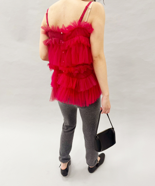 VIVIANO(ヴィヴィアーノ)の「【VIVIANO / ヴィヴィアーノ】Tulle Cami Top(キャミソール・レディース・レッド・SMALL)」の5枚目の写真