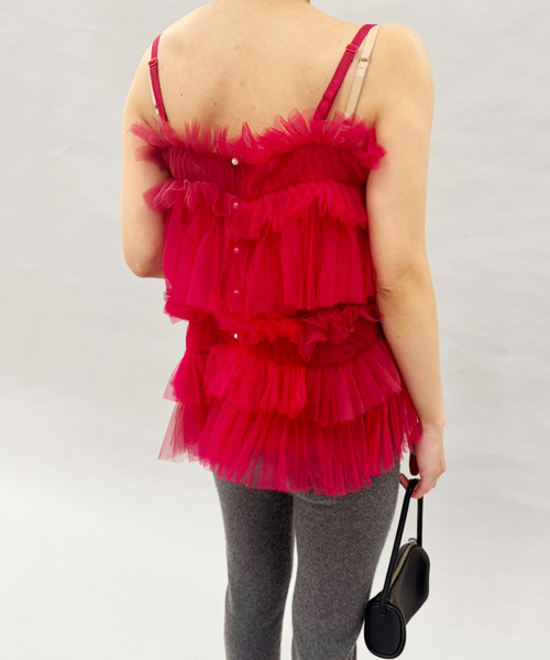 VIVIANO(ヴィヴィアーノ)の「【VIVIANO / ヴィヴィアーノ】Tulle Cami Top(キャミソール・レディース・レッド・SMALL)」の6枚目の写真