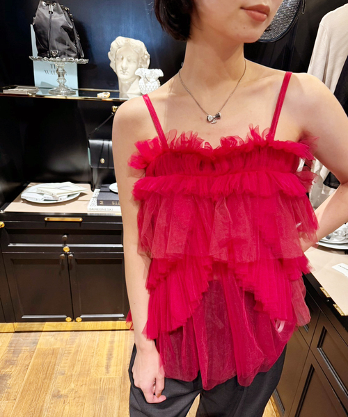 VIVIANO(ヴィヴィアーノ)の「【VIVIANO / ヴィヴィアーノ】Tulle Cami Top(キャミソール・レディース・レッド・SMALL)」の10枚目の写真