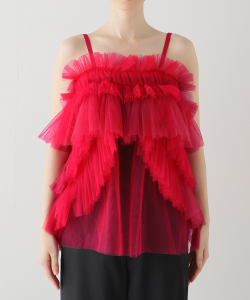 VIVIANO(ヴィヴィアーノ)の「【VIVIANO / ヴィヴィアーノ】Tulle Cami Top(キャミソール・レディース・レッド・SMALL)」の12枚目の写真