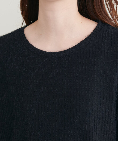 natural couture(ナチュラルクチュール)の「【Web限定】フェザーストライプカットトップス(Tシャツ/カットソー・レディース・ブラック/オフホワイト/モカ・FREE)」の19枚目の写真