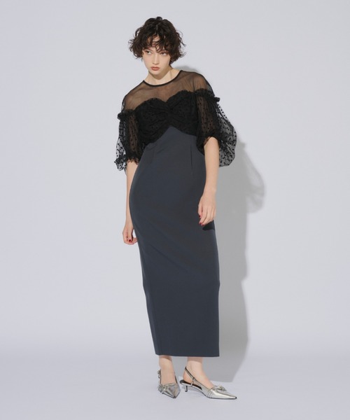 【新品】ANDRESD flocky dot one piece セール】フロッキードットワンピース / flocky dot one piece（ドレス