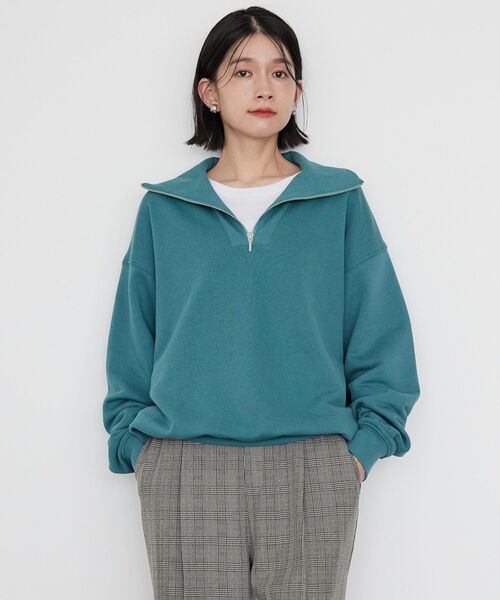AMERICAN HOLIC(アメリカンホリック)の「ハーフZIPスウェット1(スウェット・レディース・オフホワイト/ブルーグリーン/ブラック/モカ・M/L)」の21枚目の写真