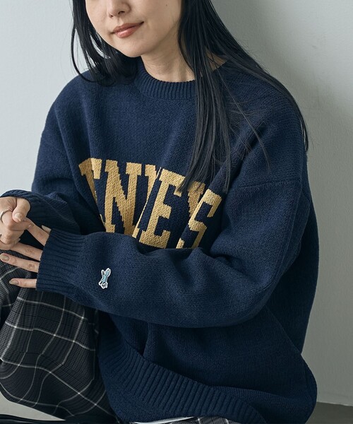 PENNEYS(ぺニーズ)の「Penneys(ぺニーズ)別注モールジャガードロゴニット(ニット/セーター・レディース・ダークグレー/ネイビー/オフホワイト/ダークグリーン・FREE)」の4枚目の写真