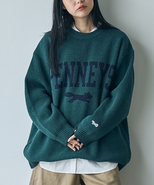PENNEYS(ぺニーズ)の「Penneys(ぺニーズ)別注モールジャガードロゴニット(ニット/セーター・レディース・ダークグレー/ネイビー/オフホワイト/ダークグリーン・FREE)」の3枚目の写真