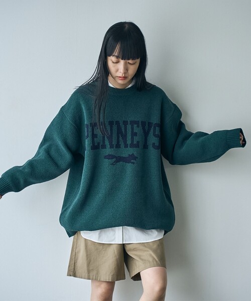 PENNEYS(ぺニーズ)の「Penneys(ぺニーズ)別注モールジャガードロゴニット(ニット/セーター・レディース・ダークグレー/ネイビー/オフホワイト/ダークグリーン・FREE)」の8枚目の写真